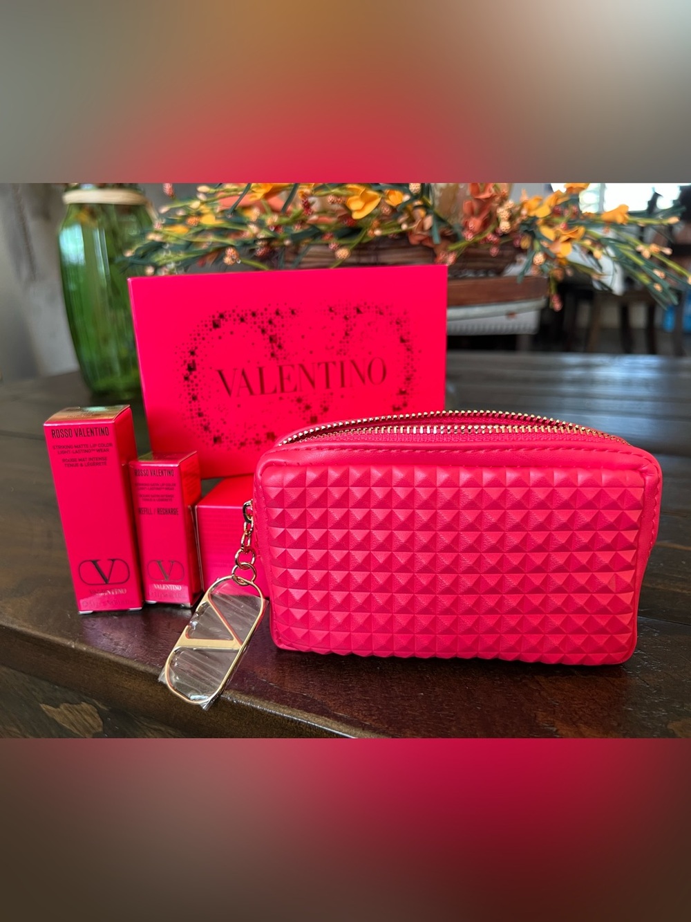 Valentino Lipstick Gift Set - Lipstick + Refill + Designer - Cosmetic Bag (New)